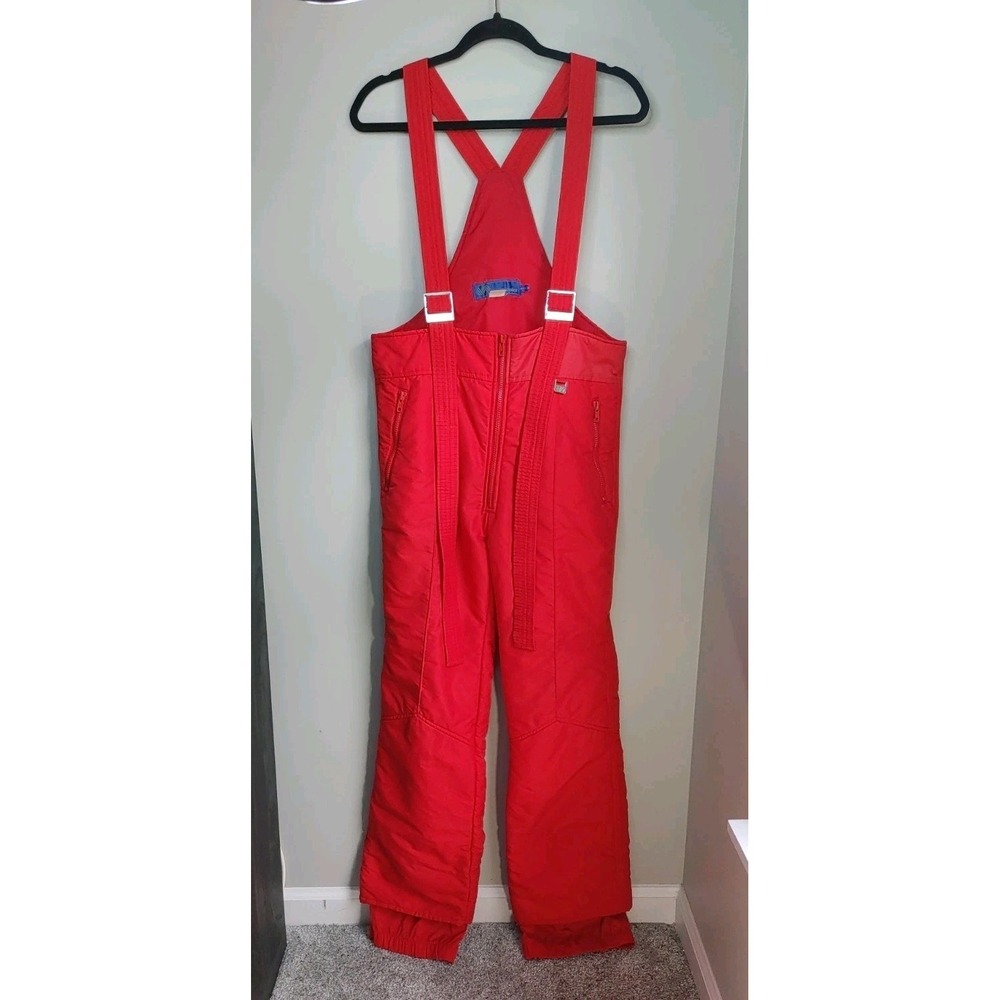 Vintage Sportcaster Red Ski Bibs Snow Pants Insulated Overalls Womens Med
